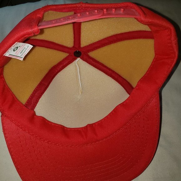 Vtg Morton Building Hat Snapback Trucker Cap Foam Red White Adjustable - Picture 7 of 8